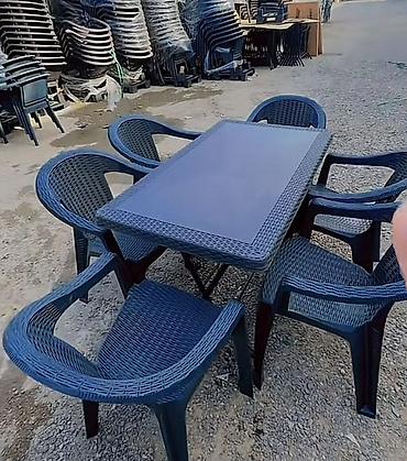 Plastik rattan dizaynlı açıq hava masa dəsti - Tərkibi: 1 ədəd