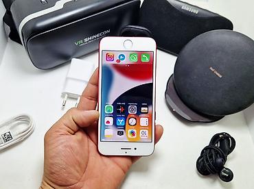 Apple iPhone: IPhone 7, Б/у, 128 ГБ, Красный, Зарядное устройство, Защитное стекло, Наушники, 100 % — 24