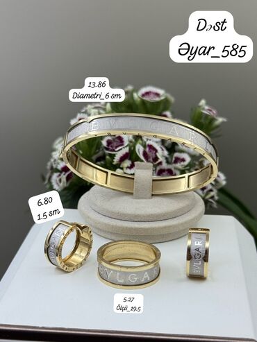 qizil uzuk: Dəstə daxildir: Üzük, Sırğa, Bilərzik, Bvlgari, Sarı qızıl, 585 Əyar