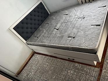 Двуспальные кровати: Кровать двуспальная с мягким изголовьем и выдвижными ящиками - Размер — 2