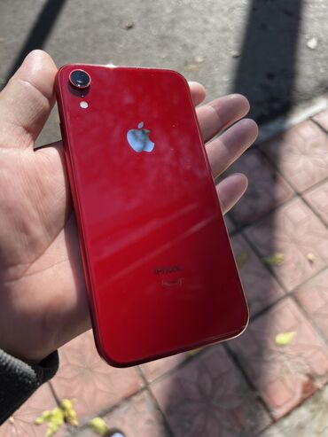 телефон сотка: IPhone Xr, Колдонулган, 64 ГБ, Кызыл, Коргоочу айнек, Каптама, 80 %