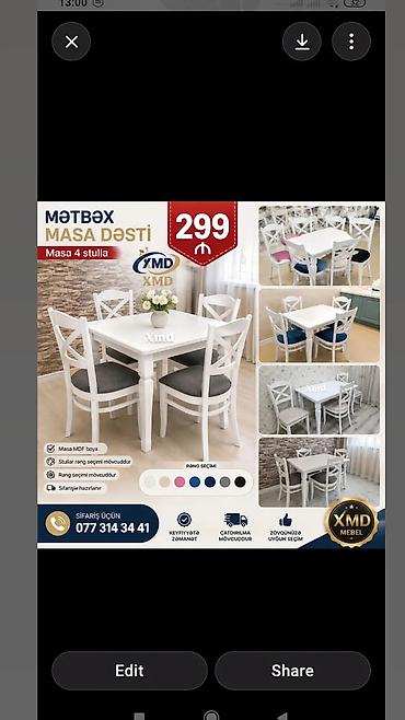 metbex ucun stol stullar: Dördbucaq masa, Mətbəx üçün, 4 nəfər — 2