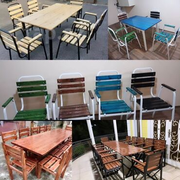 Bağ, çöl masa və oturacaq dəstləri: Yeni, Dördbucaq masa, 6 stul, Açılmayan, Stullar ilə, Taxta, Azərbaycan — 6