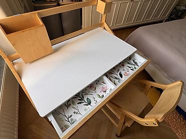 table study: Парта, Б/у, Парта трансформер, Для девочки, Для мальчика, Детская, Дерево, Самовывоз, цвет - Белый — 1