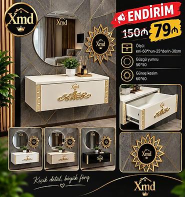 İki məhsuldan ibarət dəstəkli elan 1) Divar asılan konsol + dairəvi