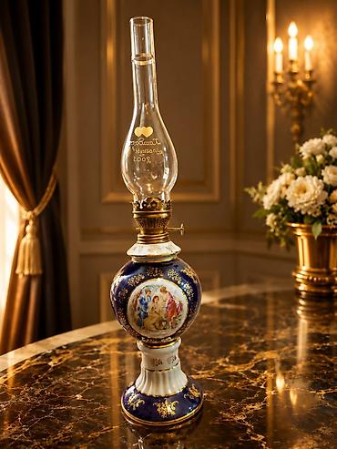керосиновая лампа: Porselen neft lampası – klassik üslub - Material: yüksək keyfiyyətli — 1