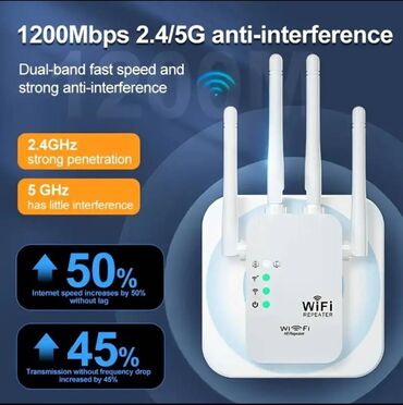 simsiz wifi narxlari 2021: WiFi siqnal gücləndiricisi - Dual-band 2.4 GHz/5 GHz, 1200 Mbps