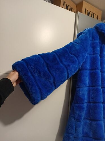 Krzneni kaputi: 3XL, Sa postavom, Veštačko krzno, bоја - Svetloplava — 11