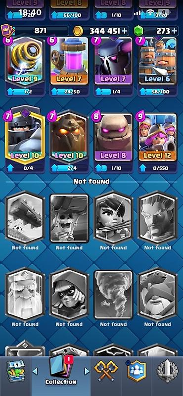 Kolleksiya kartları: Clash Royale hesabı - Kupa: 5238 (rekord 5268) - Qızıl: 344 451 - — 11