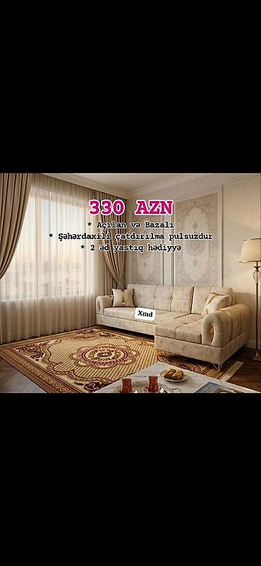 bağ divanı: Künc divan – açılan və bazalı model - Rahat mexanizmlə açılıb yataq — 1