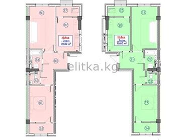 квартира на долгий срок восток 5: 2 комнаты, 71 м², Элитка, 8 этаж, ПСО (под самоотделку)