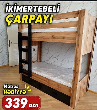 2 mertebeli kravat: İkimərtəbəli çarpayı - Material: taxta teksturalı korpus, möhkəm — 1