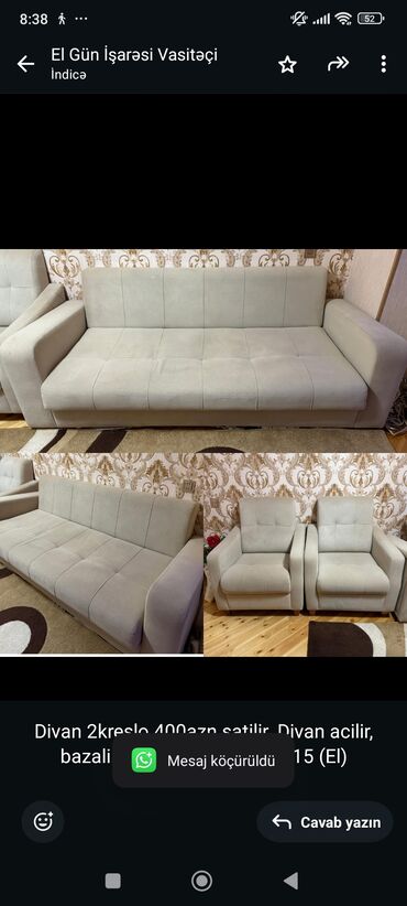 куплю угловой диван бу: İşlənmiş, Divan, 2 kreslo