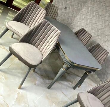 Masa və oturacaq dəstləri: Qonaq otağı üçün, Yeni, Açılan, Dördbucaq masa, 6 stul — 2