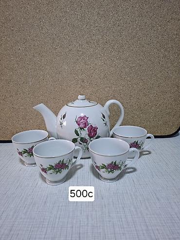 Наборы посуды: Набор столовой посуды и салатников. Фарфор «ЗИК» (белый с золотой — 15