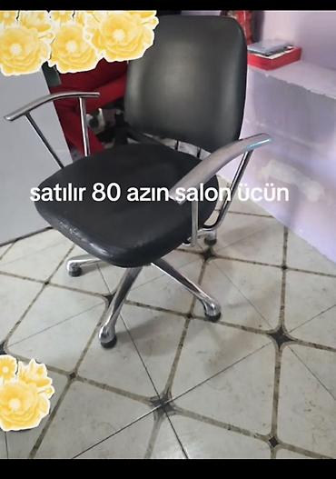 salon stul: Salon üçün kreslo - Rəng: qara - Material: süni dəri oturacaq və arxa — 1
