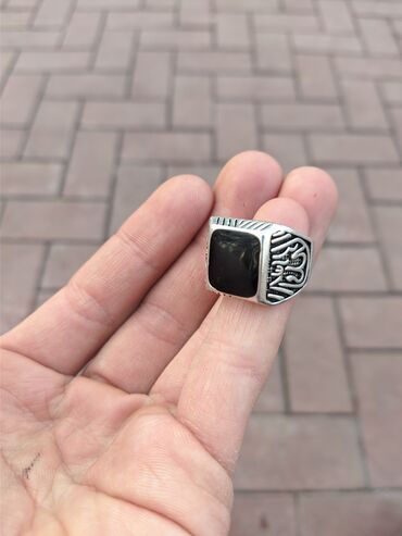 кольцо из камня: Кольцо 925 пробы с черным камнем Агат