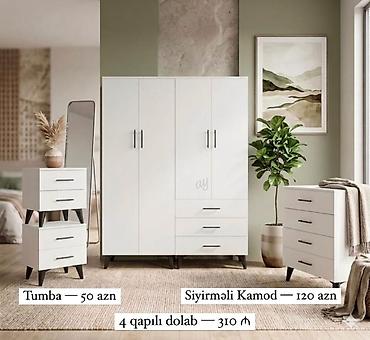 Ağ rəngdə müasir yataq otağı mebel dəsti: - 4 qapılı dolab — 310 ₼
