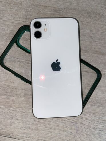 айфон телефон: IPhone 11, Б/у, 256 ГБ, Белый, Защитное стекло, Чехол