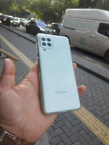 Mitsubishi: Samsung Galaxy A22, 64 ГБ, цвет - Синий, Гарантия, Отпечаток пальца, Беспроводная зарядка