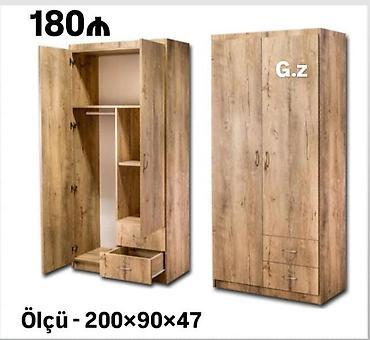 palid agaci: Taxta teksturalı üç qapılı geyim şkafı - Ölçü: 200×90×47 sm - Daxili — 1