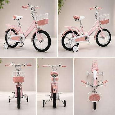 фикс pink: Детский велосипед с боковыми колёсами, 14" размеры 14 размер 4500сом — 2