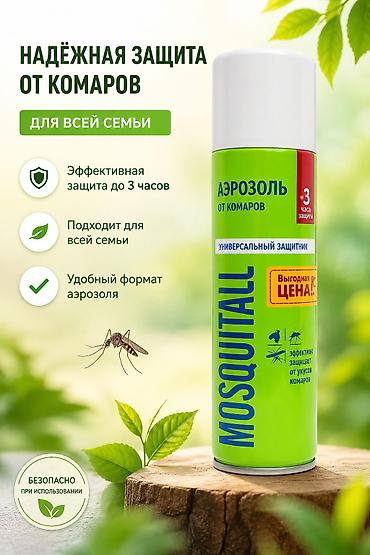 Хозтовары: Каракол средства от комаров и насекомых 1) Аэрозоль MOSQUITALL — 1