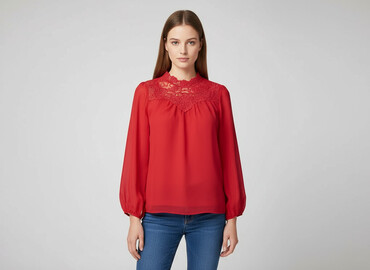 czarne bluzki z koronkowymi rękawami: Atmosphere, Women's blouse, size M