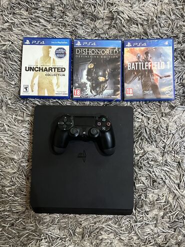 plesteyşin: Ps4 Slim 1TB Problemsiz,eveə istifadə olunub 1 jostik və 7 dənə oyun