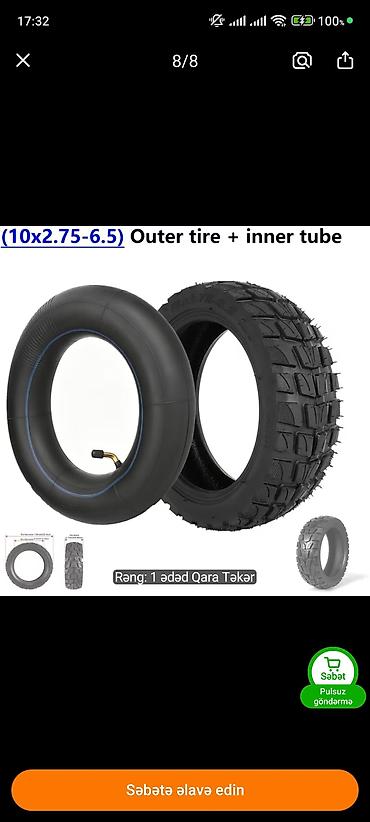 formula teker satisi: Elektrik skuter üçün təkər dəsti - Ölçü: 10x2.75-6.5 - Tərkib: xarici — 1