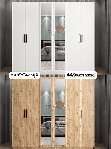 шкаф купе баку: 1.6 qapılı şkaf – güzgülü model - Rəng seçimləri: ağ və ağac — 1