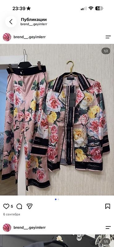 Домашние костюмы: Qadın pijama dəsti – çiçək naxışlı, ipək effekti parça - 2 hissəli — 1