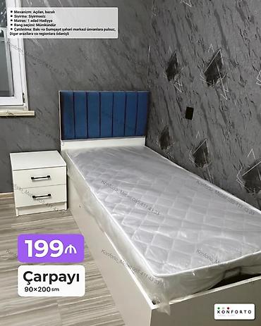 Ev və bağ: Çarpayı – 90×200 sm - Mexanizm: açılan, bazalı - Skleti: sıyrılmaz - — 1