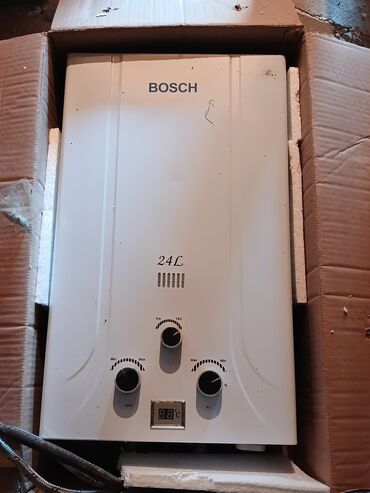 firi aparat: Bosch markasına aid ağ rəngli, 24 litr tutumlu, qazla işləyən su