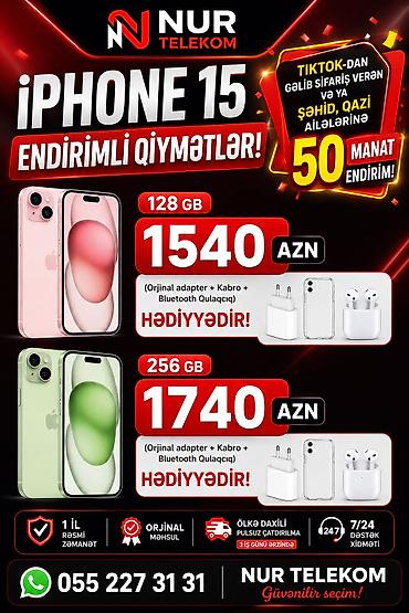 bluetooth qulaqciq: IPhone 15, 128 GB, Black Titanium, Zəmanət — 1