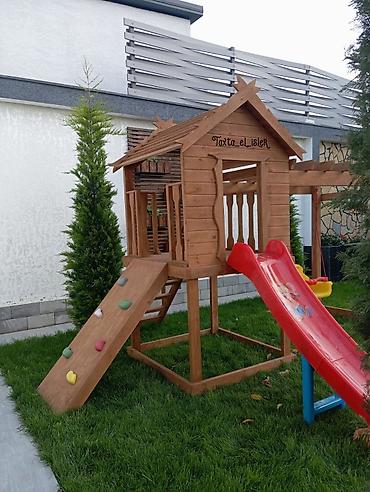 ideal mebel: Həyətyanı sahələr üçün taxta uşaq oyun kompleksi - Material: təbii — 2