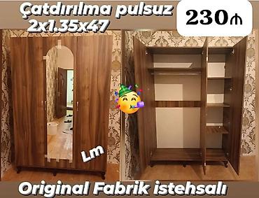 Dolablar: Yeni güzgülü dolab 3 qapılı siyirmesiz — 1