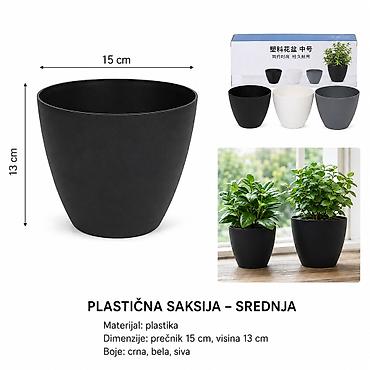 KMT Veliki melaminski saksija okrugli plastični saksija – srednji -