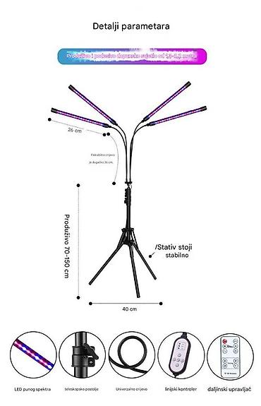 sto 90x90: LED lampa za biljke sa stativom i 5 fleksibilne svetlosne trake - Pun — 2