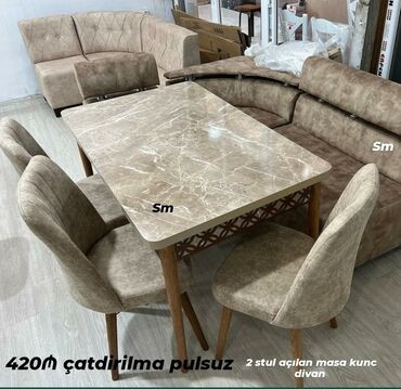 Masa və oturacaq dəstləri: Mətbəx üçün, Yeni, Açılan, Dördbucaq masa, 4 stul — 15