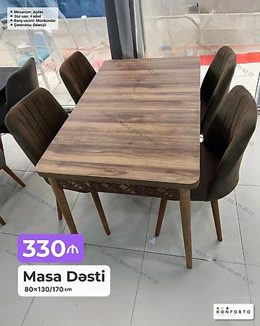 Məhsul: Masa Dəsti - Ölçü: 80 × 130/170 sm (açılan mexanizm ilə — 1