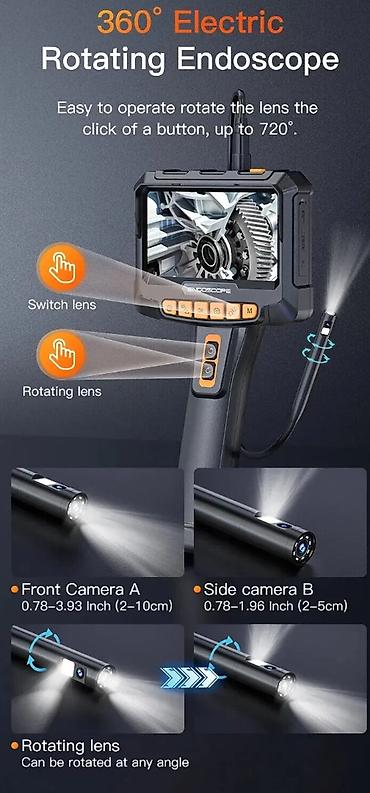 Avtoelektronika: 🔍 Endoskop Kamera G10 – Öz Monitorlu, 360° Fırlanan (5 m) G10 modeli — 8