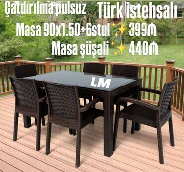 Masa və oturacaq dəstləri: Yeni Plastik masa dəsti📌 Türk istehsalı masa+6STUL 📌 Qiymət: 399₼
