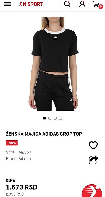 Ženska majica adidas CROP TOP - Kroj: kratka (crop), ravnog pada — 3