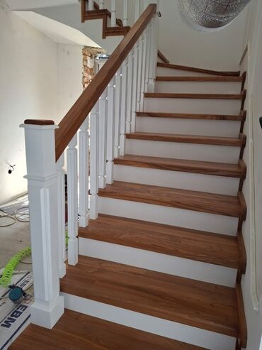 Деревянные лестницы: Деревянная лестница Для дома, Бесплатная доставка, Форма лестницы: Много-маршевая, Стиль: Классический — 2