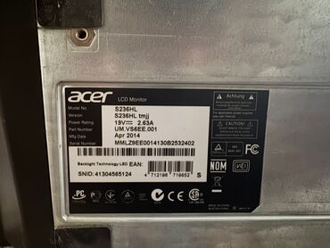 монитор на компьютер: Монитор, Acer, Колдонулган, LCD