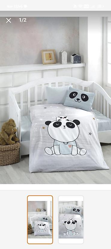 Digər tekstil: Uşaq yataq dəsti – Panda dizaynlı Ölçüləri 100*150. 2 yastiq üzü — 2