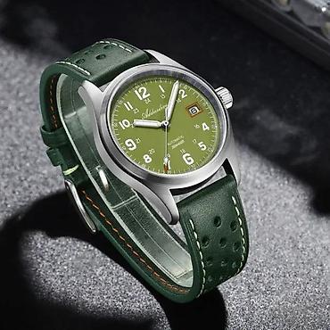Ručni satovi: ADDIESDIVE AD2070 - 39mm - Zelena / Koža - Seiko Automatik ADDIESDIVE — 1