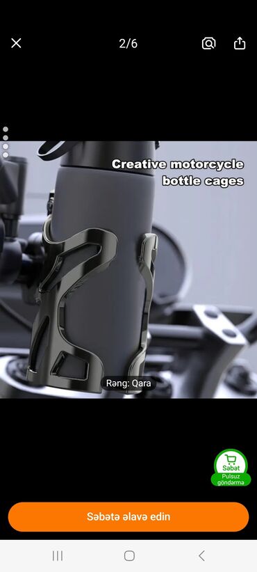 Avtomobil üçün tutacaqlar: Motosiklet üçün yaradıcı butulka tutacağı - Rəng: qara - Material — 2