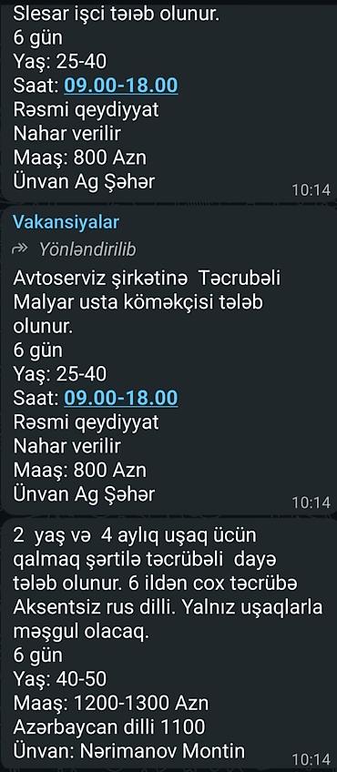 Digər ixtisaslar: Yeni vakansiyalar var — 1